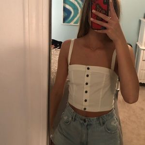 Forever 21 white button crop tank Medium